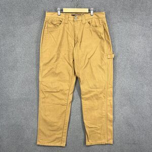 Berkley Jensen Carpenter Pants Mens 34x30 Brown Duck Canvas Workwear Hammer Loop